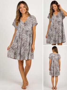 Veronica M Leopard Print Flowy Lightweight Short Sleeve Dress Size Large